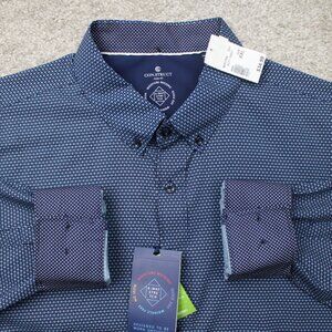 Construct Shirt NWT Mens 2XL XXL Blue Geometric 4 Way Stretch‎ Wrinkle Free L/S